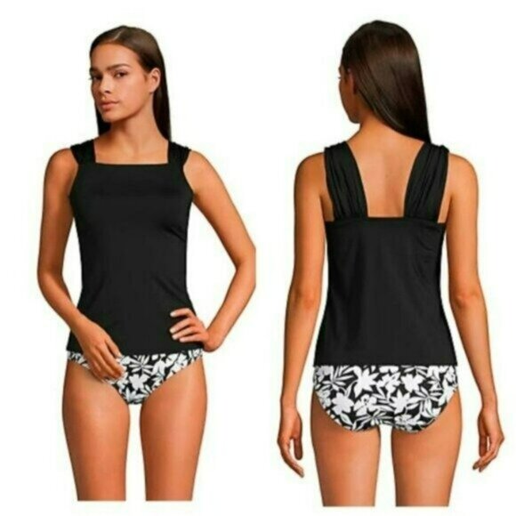 Lands end Cap Sleeve High Neck Tankini Swimsuit Top size 16 - Picture 1 of 4